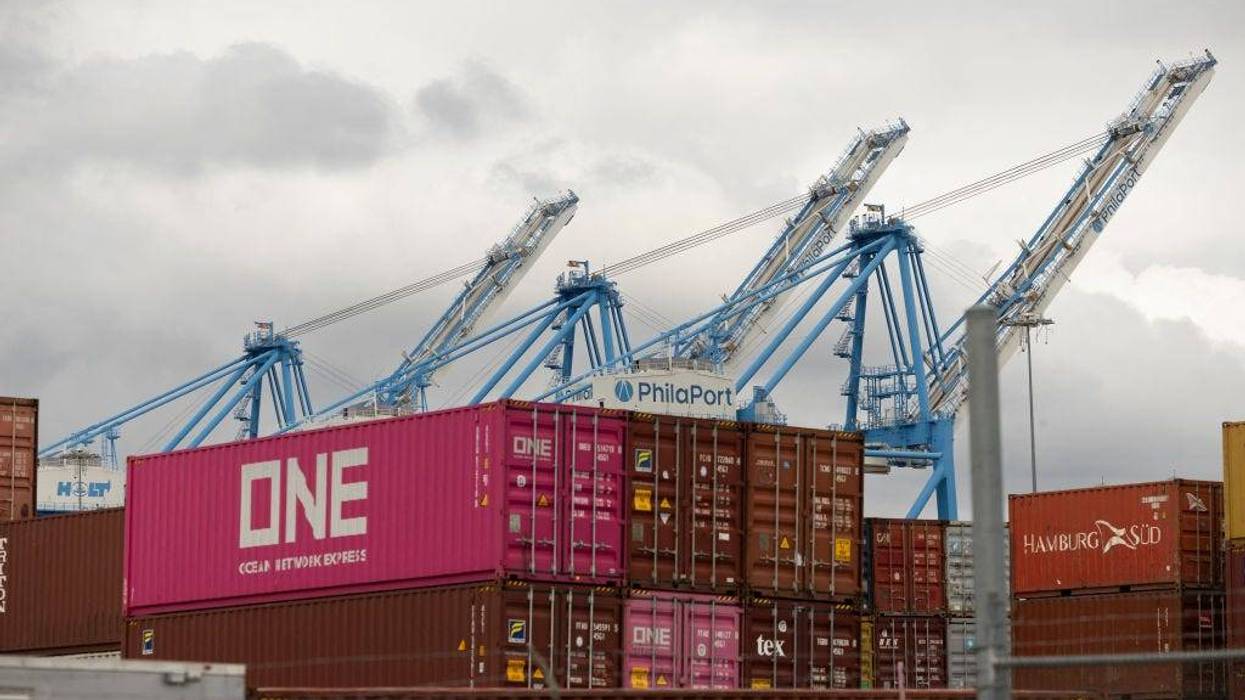 A view of cranes and shipping containers at the Packer Marine Terminal in Philadelphia, on Oct. 1, 2024.