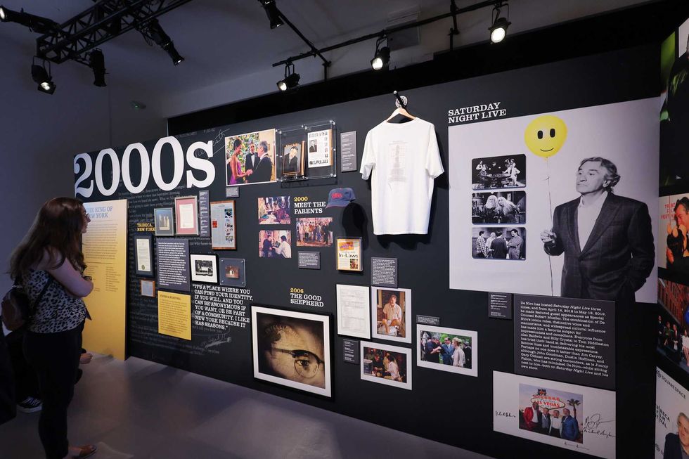 A view of images and memorabilia on display at the 2024 De Niro Con press preview at Spring Studios on June 06, 2024 in New York City.