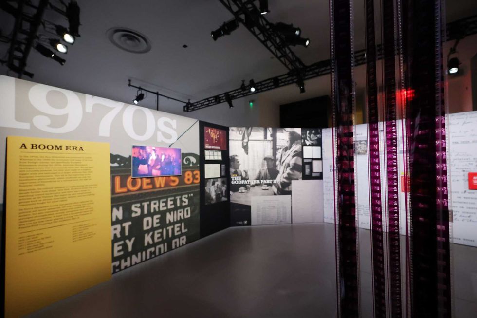 A view of images from the 1970s on display at the 2024 De Niro Con press preview at Spring Studios on June 06, 2024 in New York City.