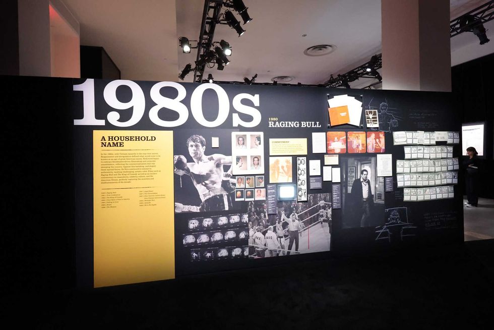 A view of images from the 1980s on display at the 2024 De Niro Con press preview at Spring Studios on June 06, 2024 in New York City.