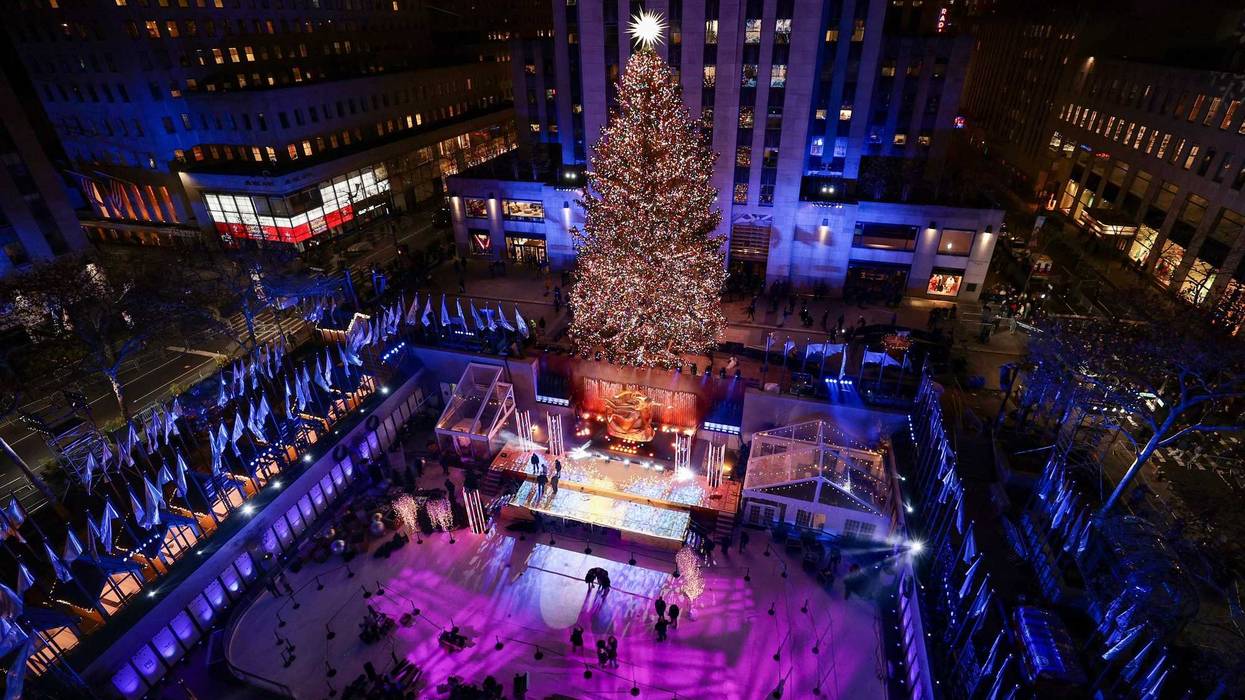 A view of Rockefeller Center during the Rockefeller Center Christmas Tree Lighting Ceremony on December 01, 2021 in New York City.