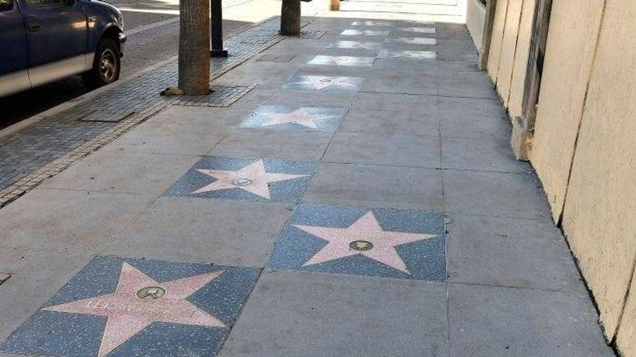 A view of Ryan O'Neal and Ali MacGraw's stars on the Hollywood Walk of Fame on February 12, 2021 in Hollywood, California.