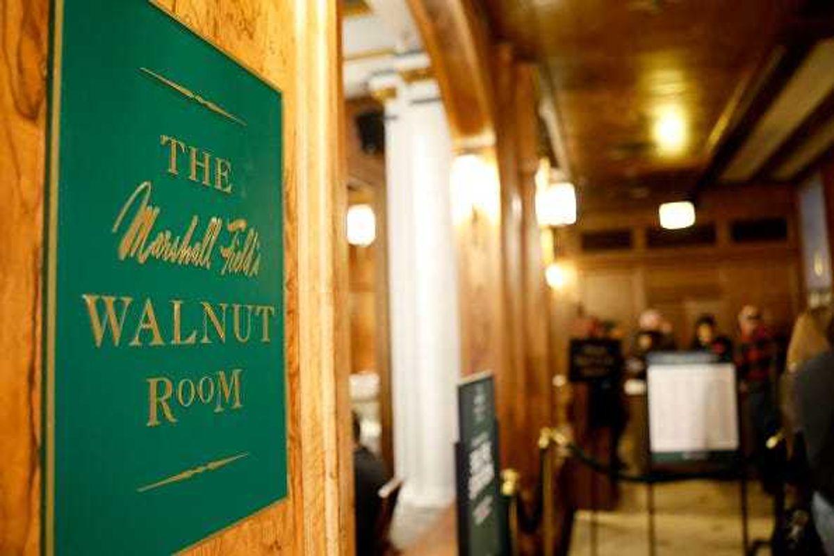 A view of signage for The Walnut Room during Macy's State Street Holiday Celebrations Opening at Macy's State Street on November 01, 2025 in Chicago, Illinois. (Photo by Jeff Schear/Getty Images for Macy's)