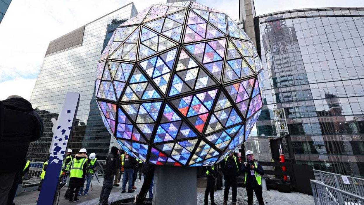 A view of the ball test in Times Square on Dec. 30, 2023.