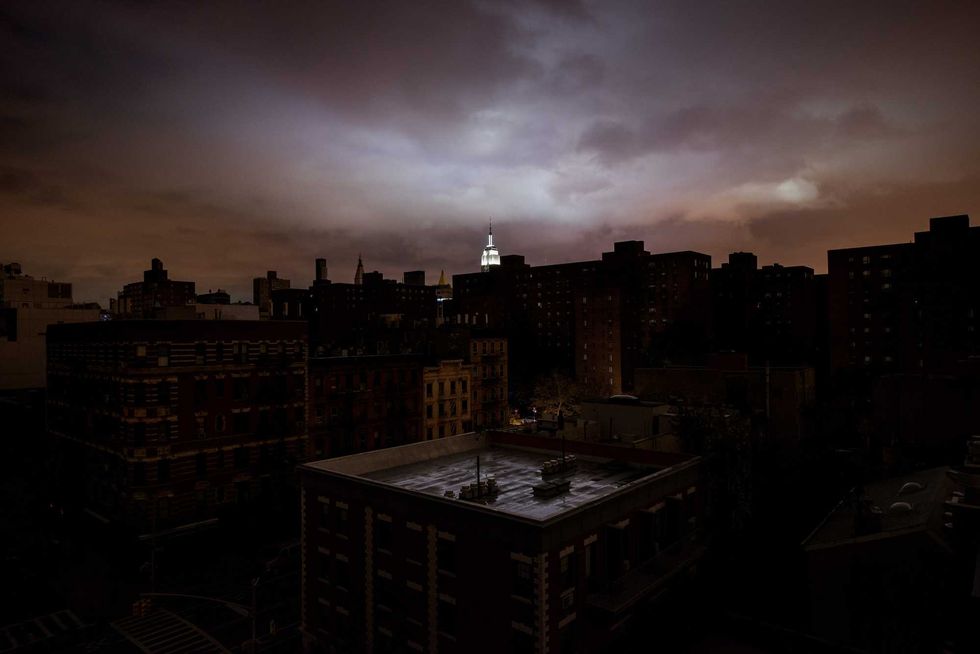 A view of the Empire State Building on Oct. 31, 2012, as seen from a rooftop on 14th Street during a Lower Manhattan blackout in the aftermath of Sandy
