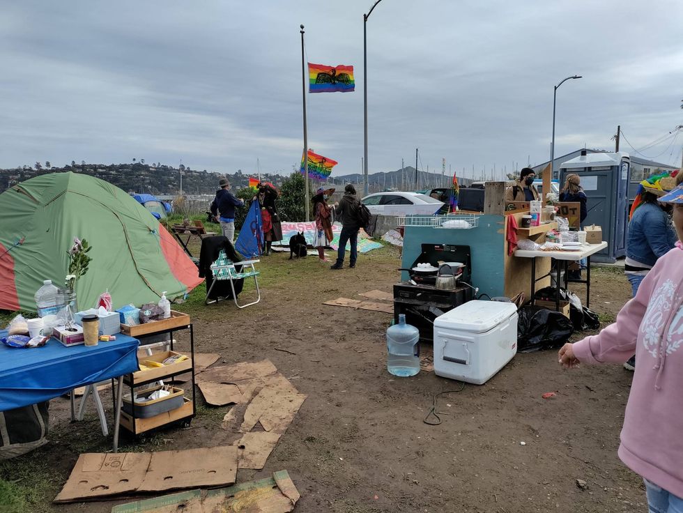 A view of the encampment, which houses roughly 30 people.
