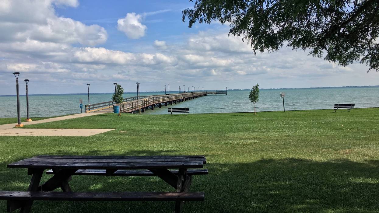 A view of the fishing pier at Brandenburg Park in Chesterfield Township.
