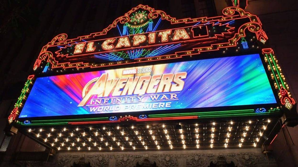 A view of the marquee during the Los Angeles Global Premiere for Marvel Studios Avengers: Infinity War on April 23, 2018 in Hollywood, California.
