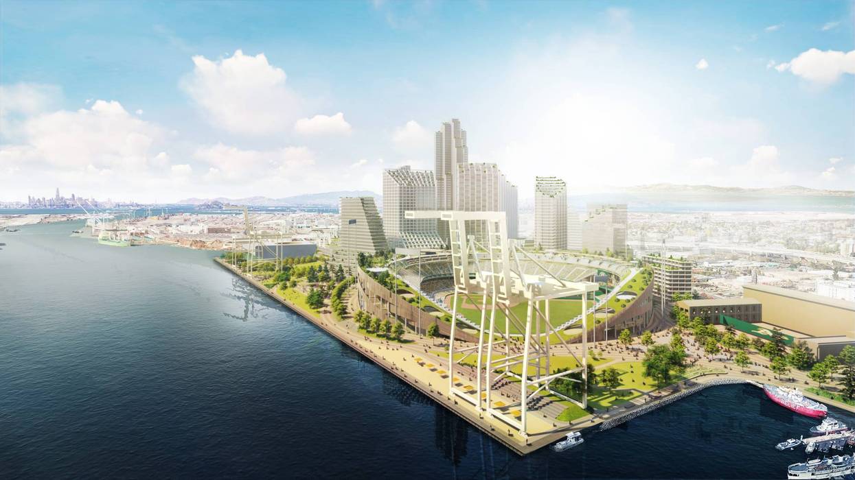 A view of the Oakland A's proposed waterfront stadium project at Howard Terminal in Jack London Square.