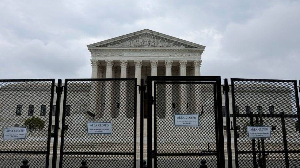A view of the protective fencing in front of the U.S. Supreme Court Building on May 16, 2022 in Washington, DC.
