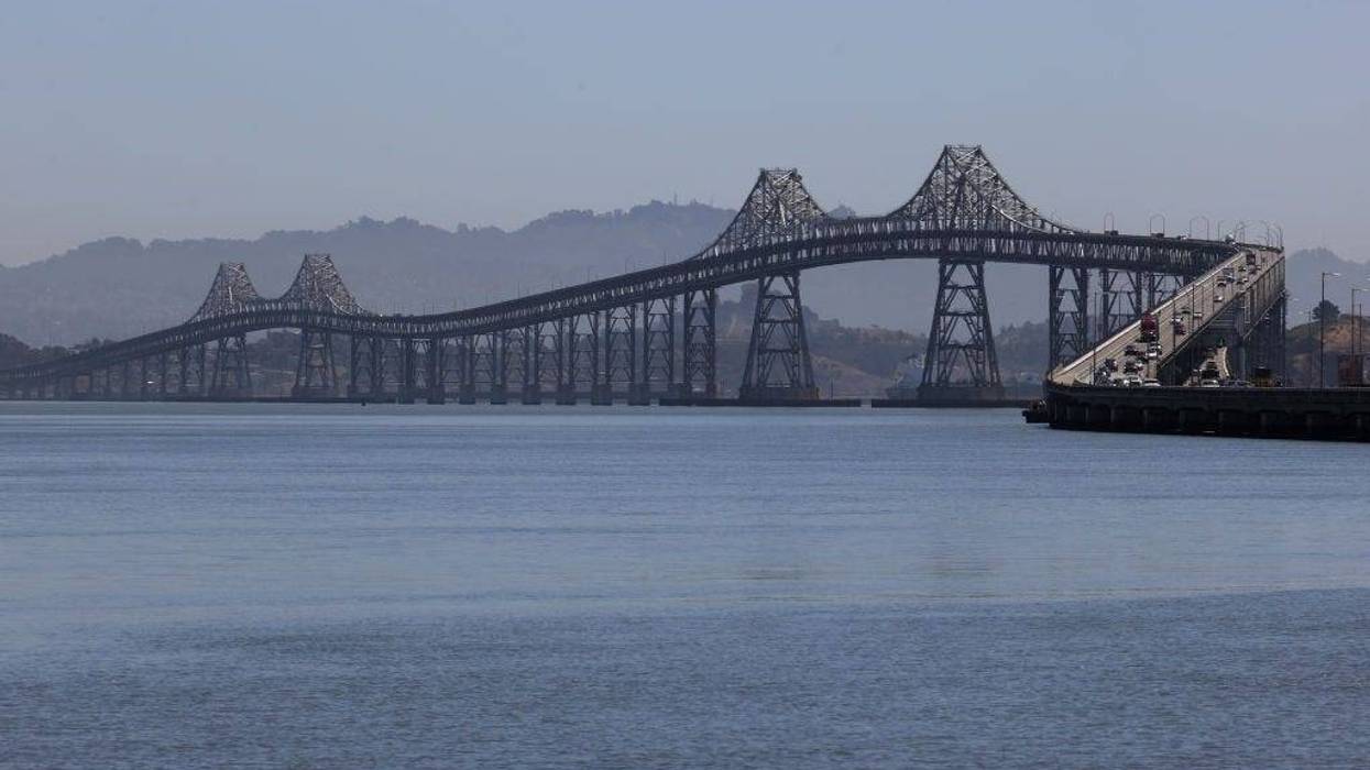 A view of the Richmond-San Rafael Bridge on April 28, 2021 in San Rafael, California.