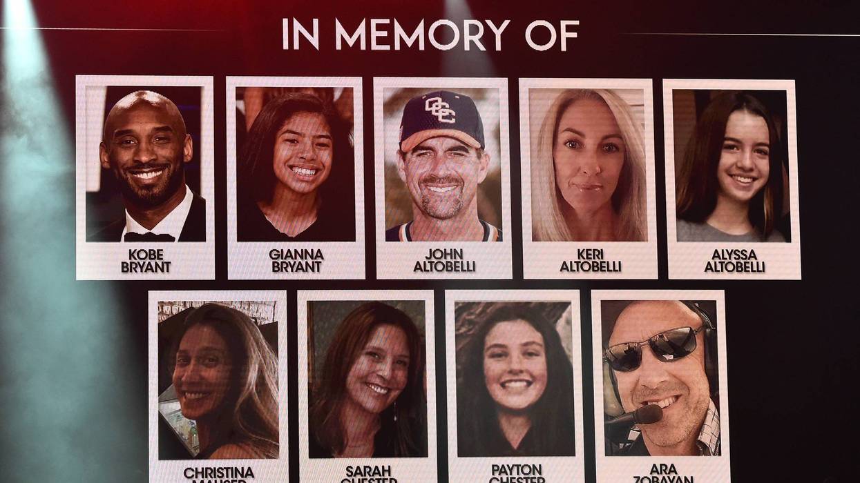 A view of the screen during a tribute to victims of the helicopter crash that killed Kobe Bryant during the BET Super Bowl Gospel Celebration at the James L. Knight Center on January 30, 2020 in Miami, Florida.