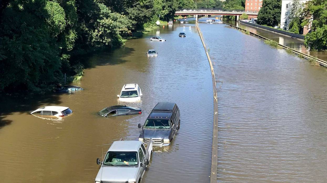 A view of the southbound Sprain Brook Parkway, left, on the Yonkers and Bronxville border in New York after the heavy rainfall overnight, Sept. 2, 2021