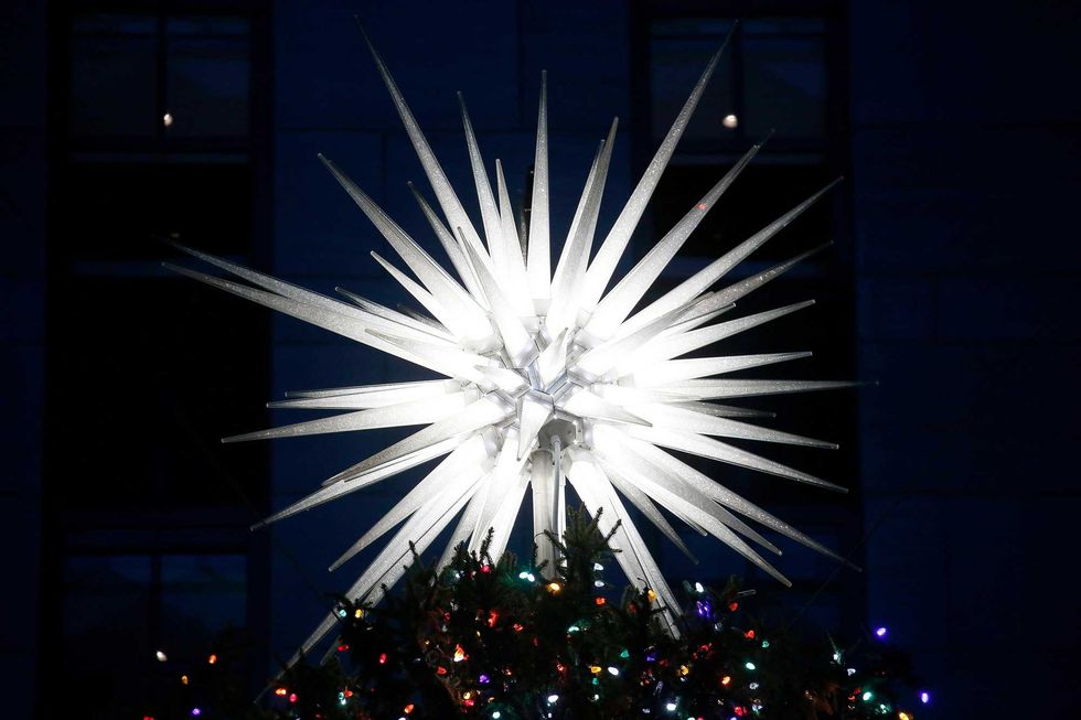 A view of the Swarovski Star atop the Rockefeller Center Christmas tree at the lighting ceremony on Nov. 30, 2022