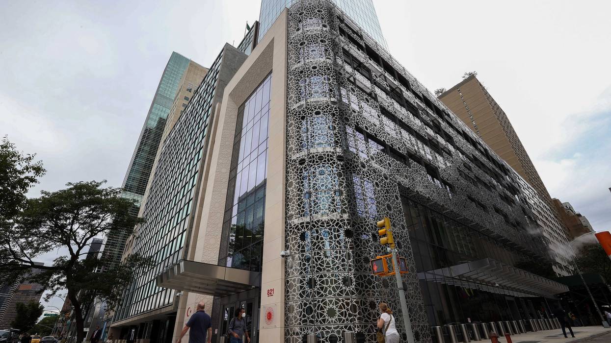 A view of Turkevi Center (Turkish House) building in New York, United States on Sept. 16, 2021. Turkevi Center was opened with a ceremony attended by Turkish President Recep Tayyip Erdogan. The landmark 36-story skyscraper houses the UN permanent mission of Turkey as well as the Turkish Consulate General.