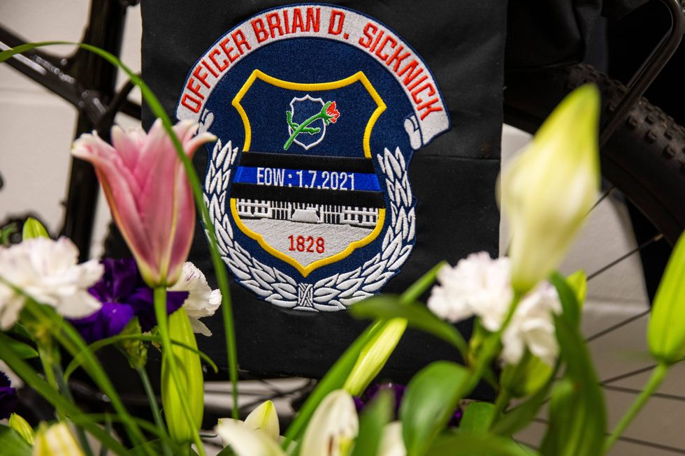 A vigil honoring United States Capitol Police Officer Brian Sicnick is seen in the U.S. Capitol on January 28, 2021 in Washington, DC. Officer Sicknick passed away due to injuries sustained while on duty at the U.S. Capitol on January 6, 2021.