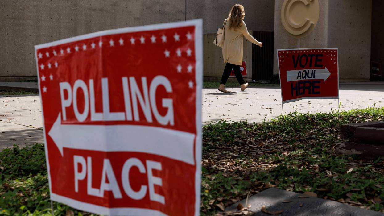 A voter walks towards a polling place on Super Tuesday to cast their ballot on March 5, 2024, in Brownsville, Texas.
