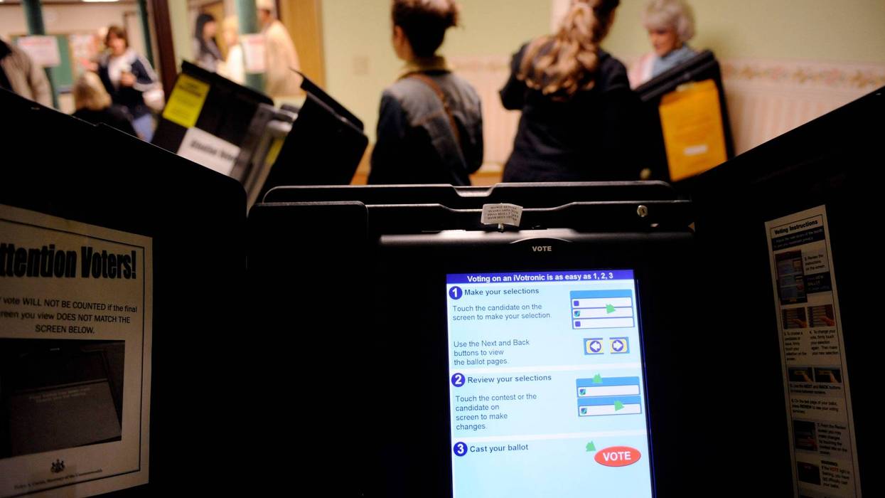 A voting machine is seen at a polling place in Pittsburgh.