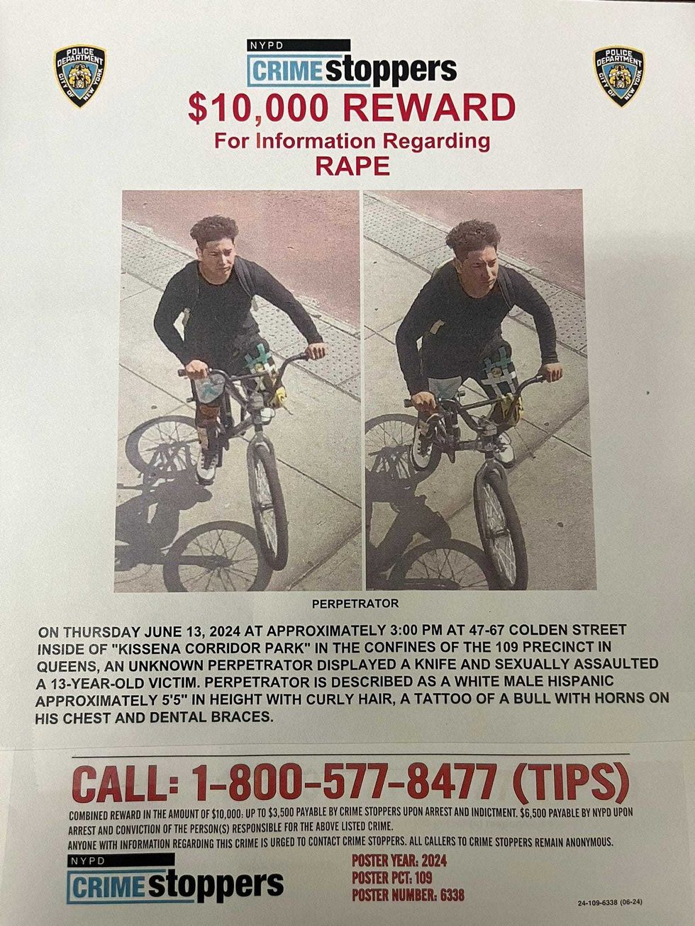 A wanted poster has been plastered across Flushing