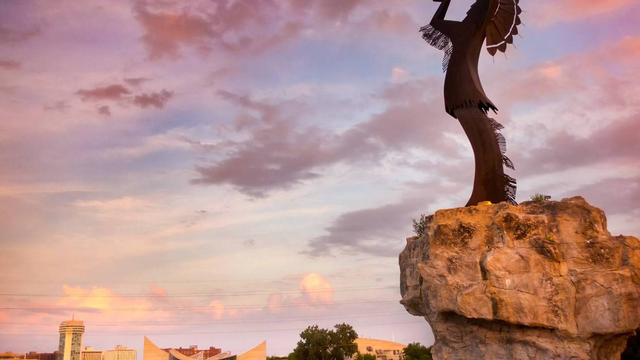 A warm, beautiful sunset along the Arkansas River in Wichita, Kansas