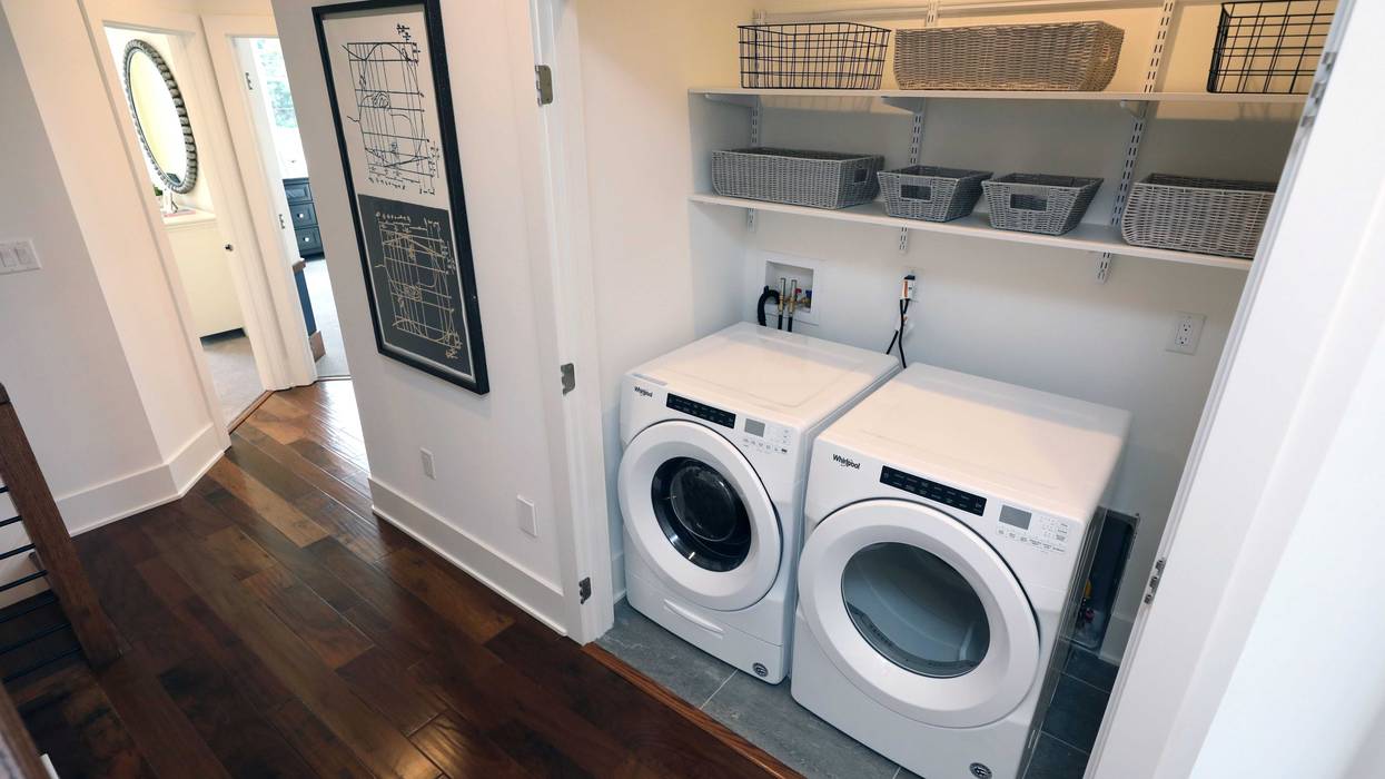 A washer and dryer are pictured in one of the Brownstone Collection by Toll Brothers Townhomes, at the new Edge-on-Hudson development in Sleepy Hollow, Sept. 8, 2020. Edge On Hudson