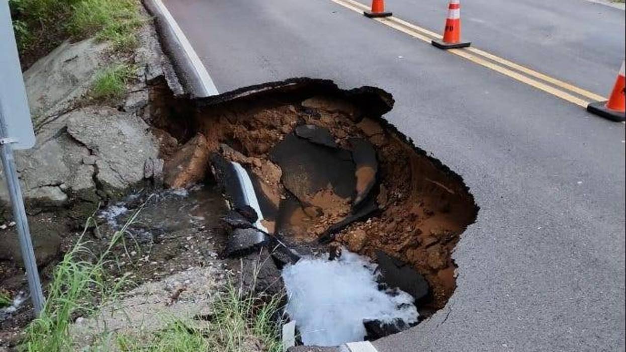 A water main break caused some pavement to collapse in Southlake, Texas on Monday, June 17, 2024.