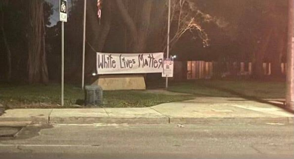 A "White Lives Matter" banner was discovered in Union City.
