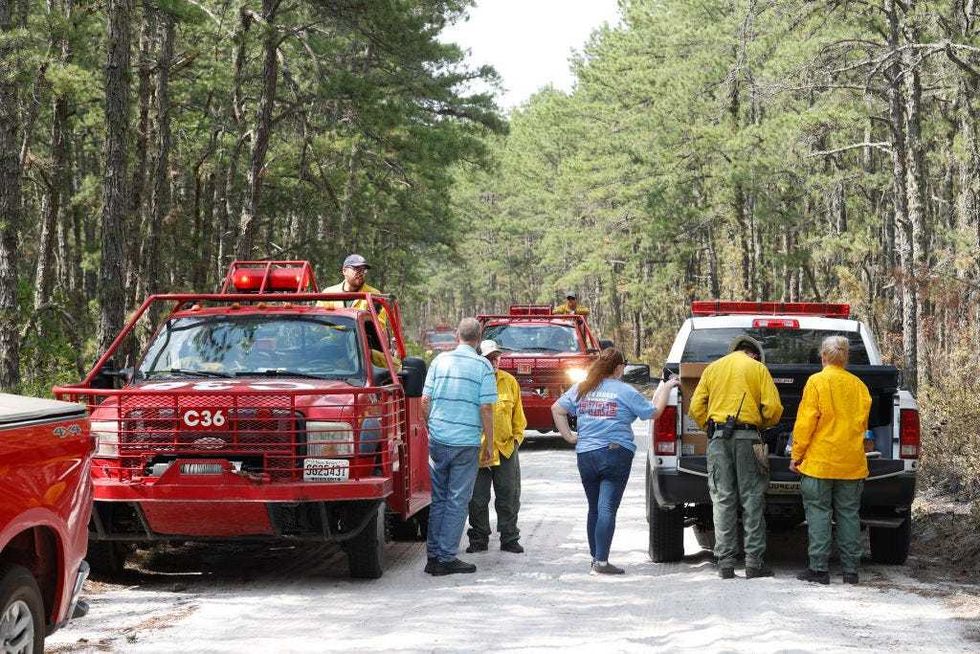 A wildfire burning in New Jersey