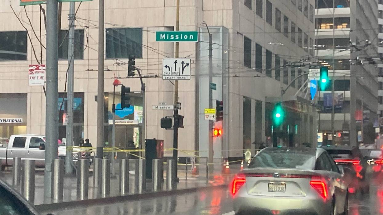 A window of a San Francisco high rise has cracked for the second Tuesday in a row, prompting officials to close an area of Mission Street.