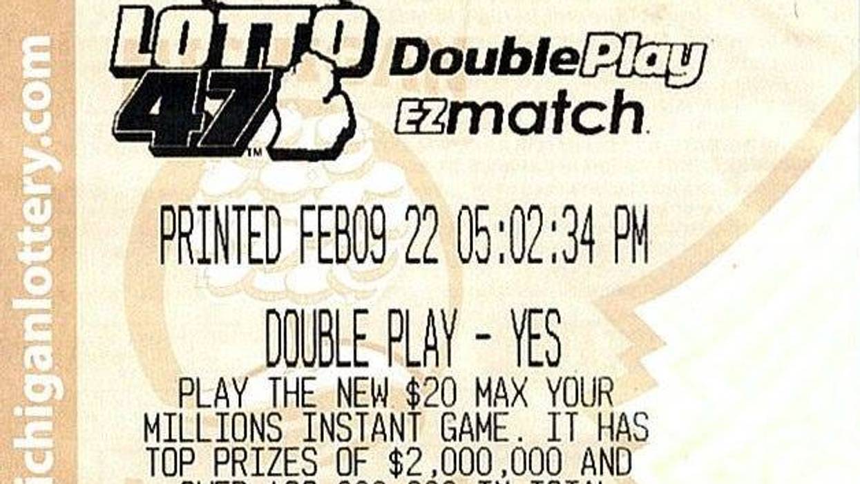 A winning Lotto 47 ticket printed on Feb. 9, 2022