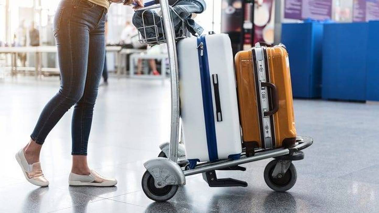 A woman traveling.