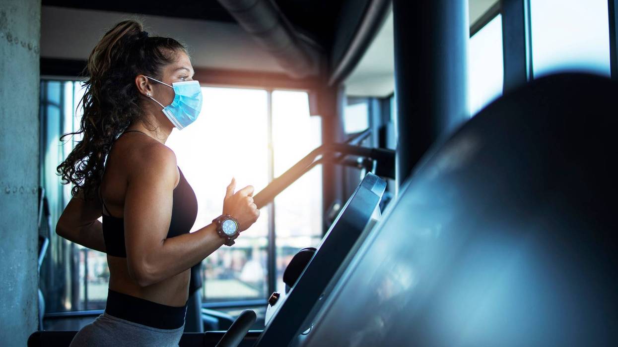 A woman working out.