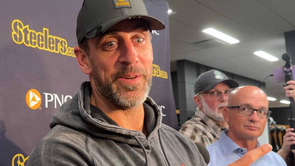 Aaron Rodgers at podium