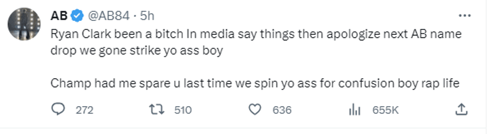 AB Tweet on Ryan Clark