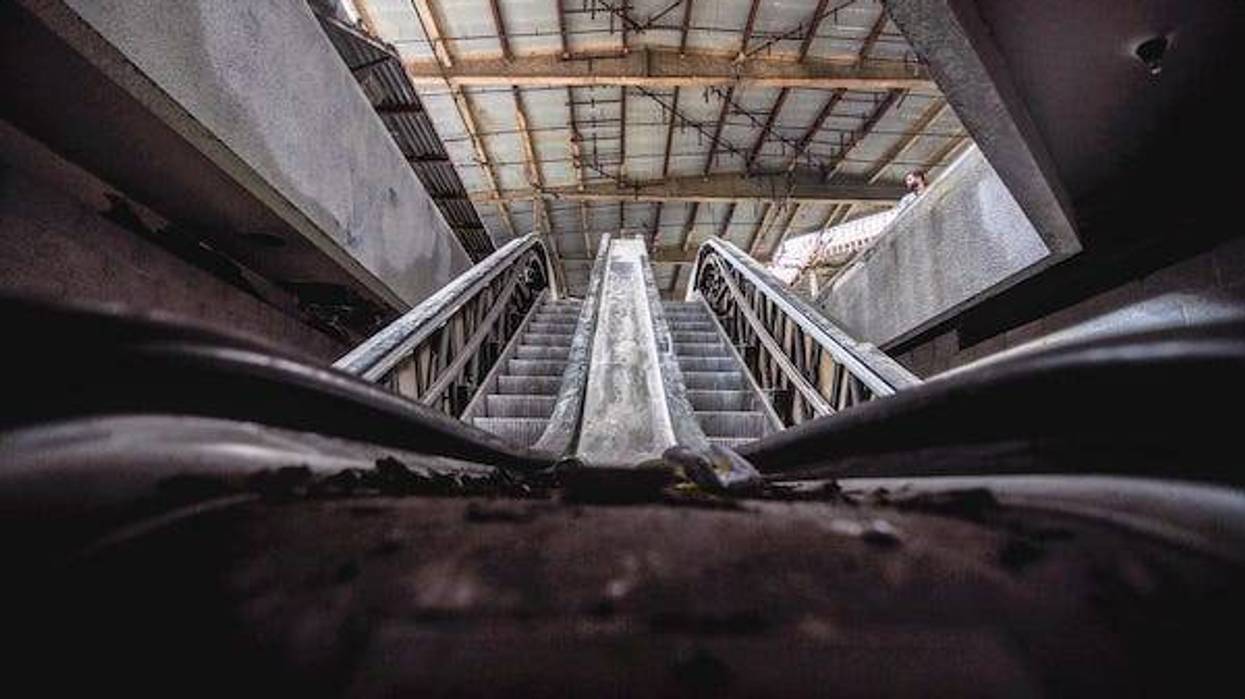 Abandoned escalator in a mall