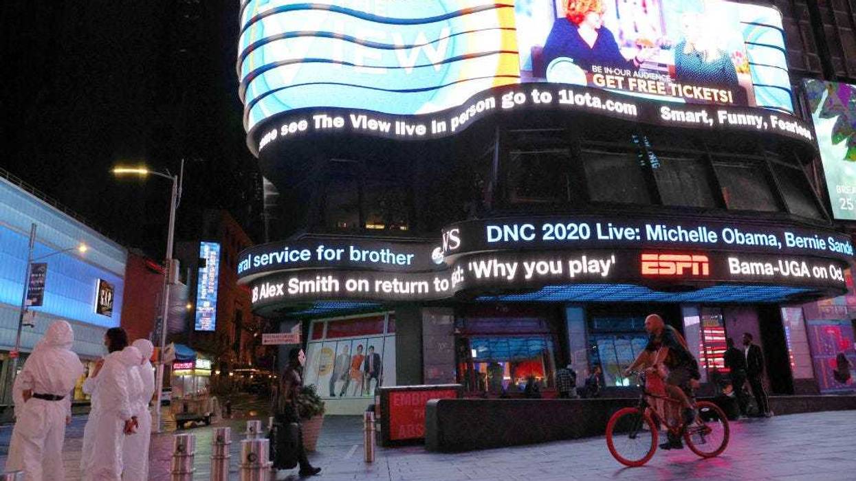 ABC News' Good Morning America studios chyron in New York, NY.