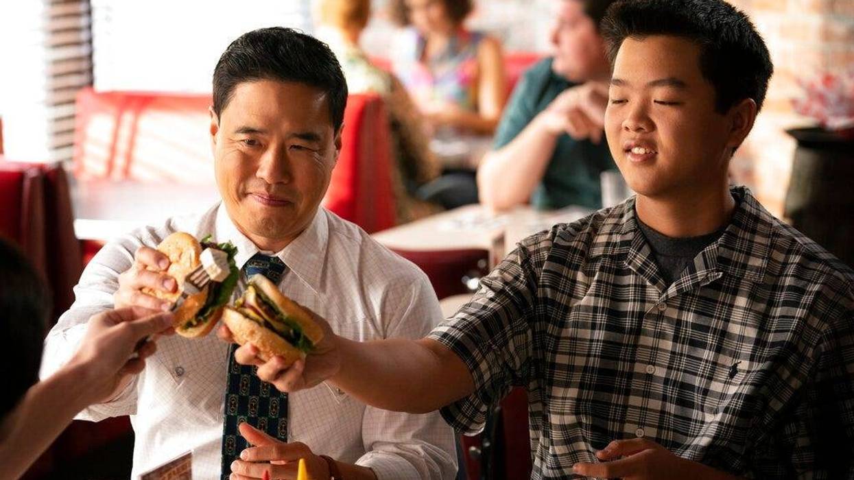 ABC shows Randall Park, left, and Hudson Yang in the Jan. 31, 2020 television episode of "Fresh Off the Boat."