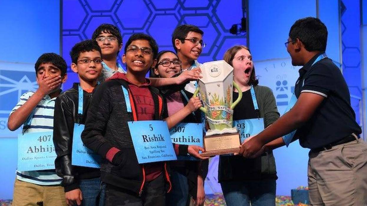 Abhijay Kodali, Christopher Serrao, Erin Howard, National Spelling Bee, Rishik Gandharsi, Rohan Raja, Saketh Sundar, Shruthika Padhy, Sohum Sukhantankar, Spelling, Finals, Winners, DFW