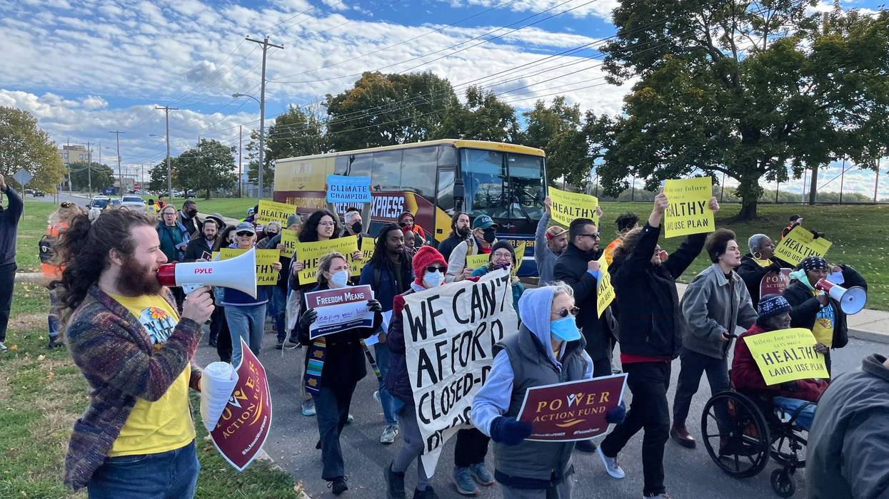 About 30 nearby residents took to the streets to demand a seat at the table in the planned redevelopment of the former Philadelphia Energy Solutions refinery, the site of a 2019 fire and explosion.