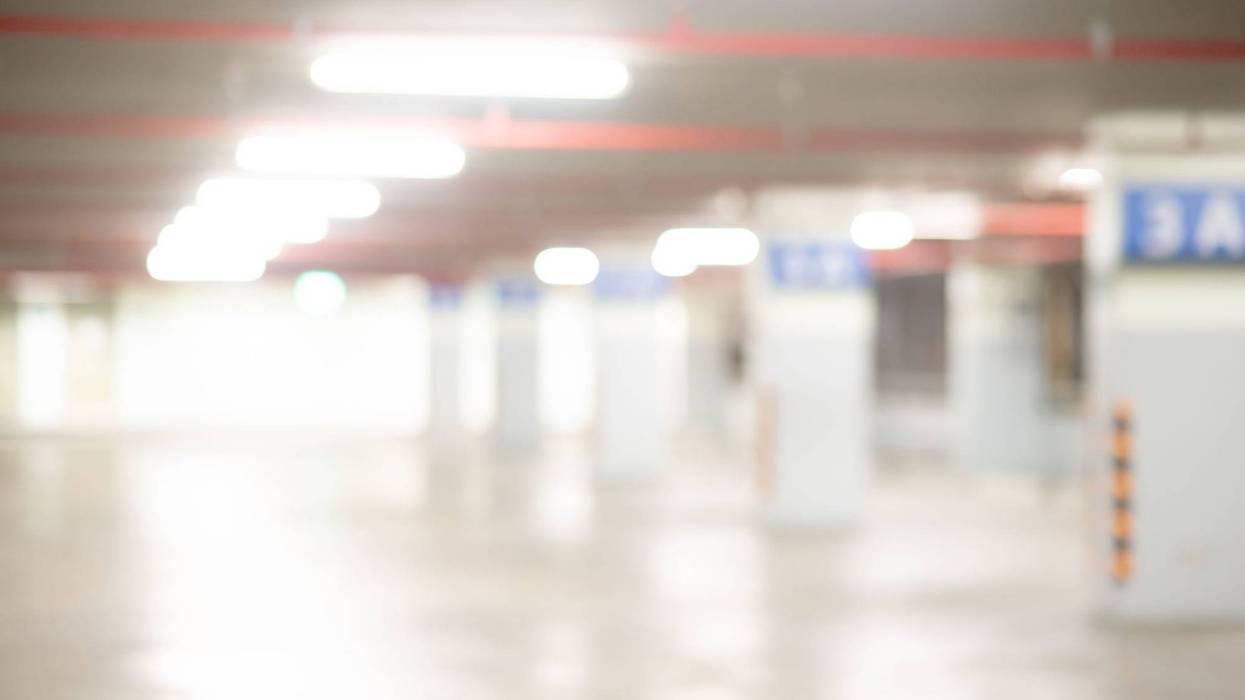 Abstract blurred car park background - stock photo