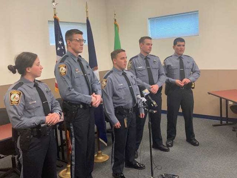Academy classmates from nearest to furthest - Officers Grace Crook, Chip Sturek, Matthew Cayne, Tyler Eakes and Monteza Mahmouri