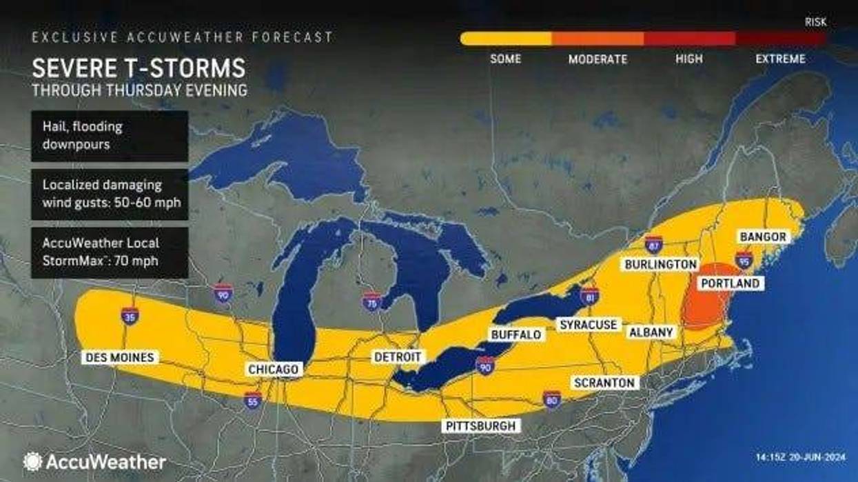 AccuWeather map shows storms Thursday