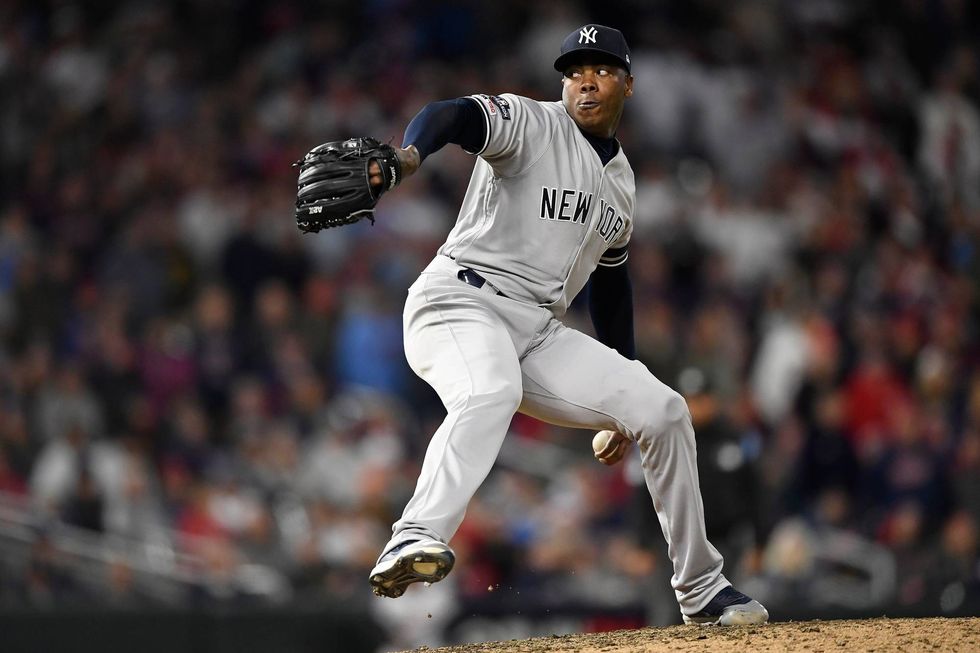 Ace closer Aroldis Chapman on the mound for New York