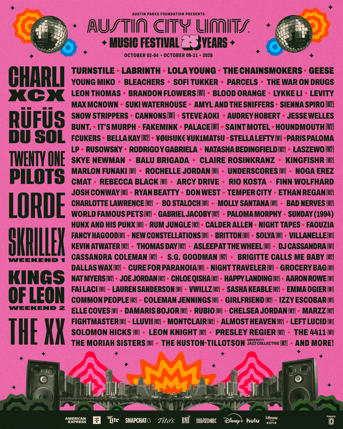 ACL Festival 2026 Music Lineup
