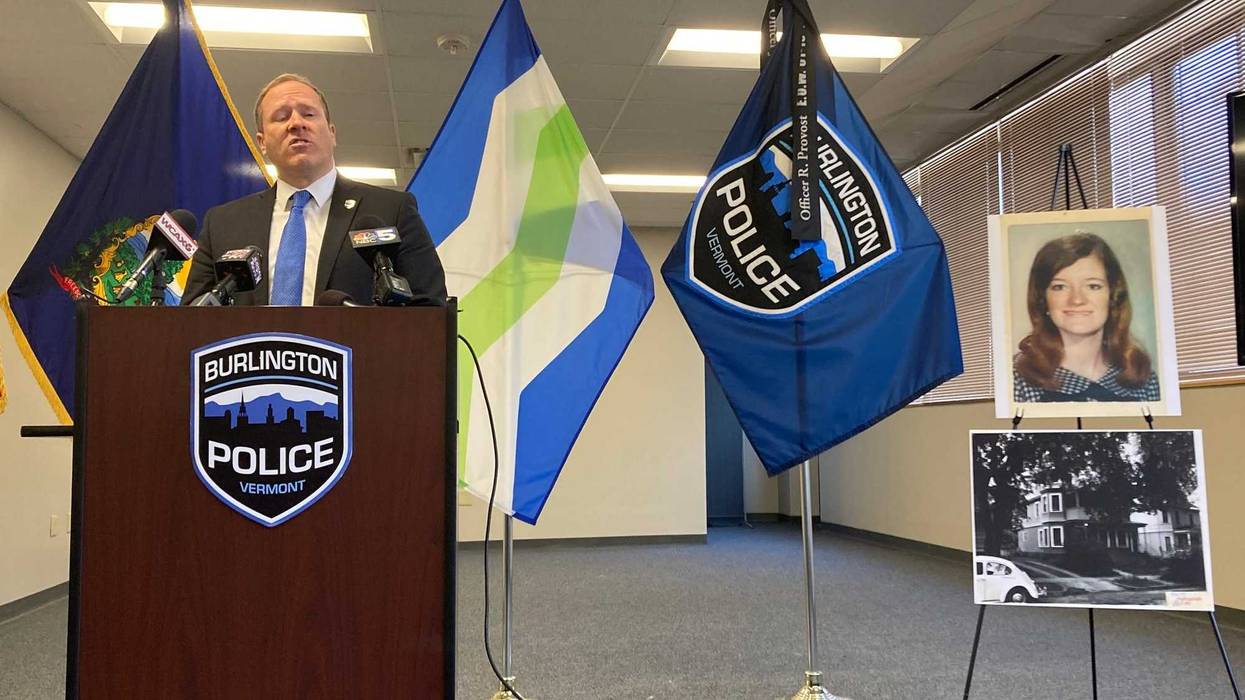 Acting chief Jon Murad of the Burlington Police Department speaks at a press conference announcing the solving of the Rita Curran case. Curran was murdered in Burlington in 1971 when she was 24.