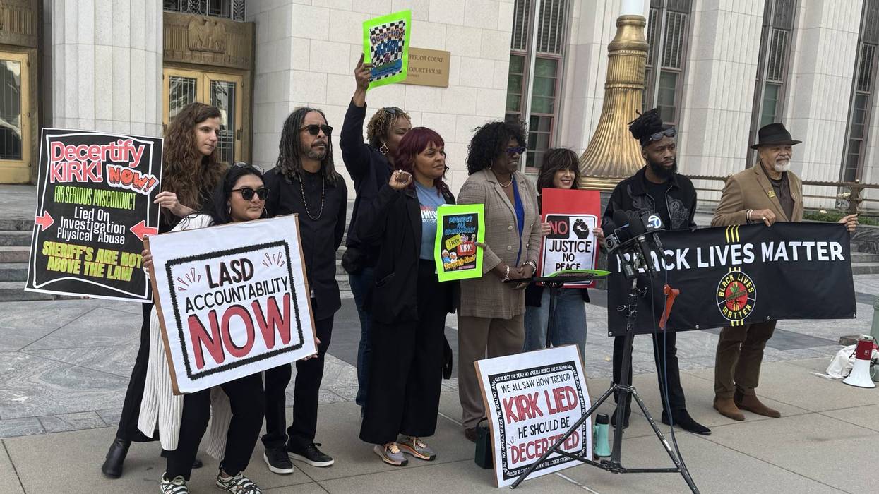 activists outside courthouse