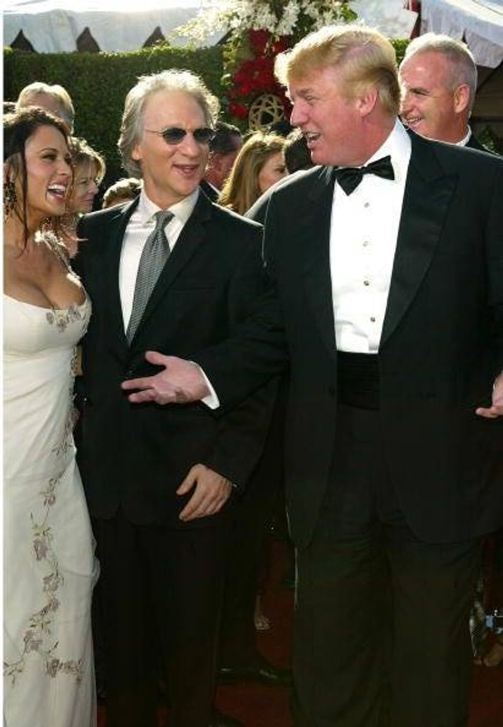 Actor Bill Maher and Donald Trump attend the 56th Annual Primetime Emmy Awards at the Shrine Auditorium September 19, 2004 in Los Angeles, California. (Photo by Kevin Winter/Getty Images)