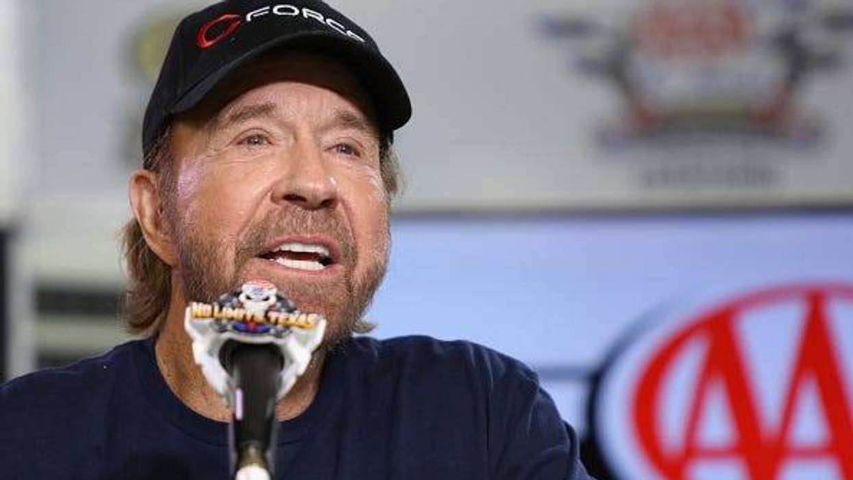 Actor Chuck Norris speaks with the media during a press conference prior to the NASCAR Sprint Cup Series AAA Texas 500 at Texas Motor Speedway on November 6, 2016 in Fort Worth, Texas. (Photo by Jerry Markland/Getty Images)