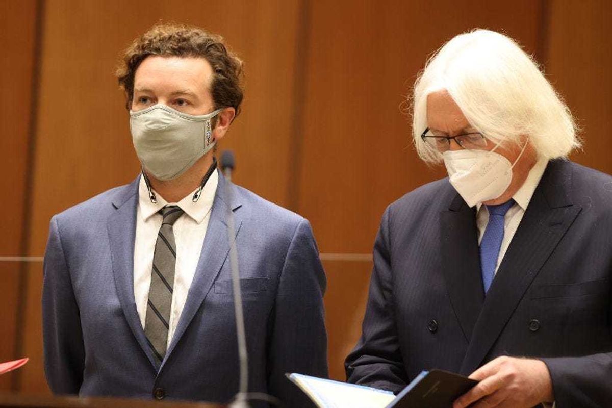 Actor Danny Masterson stands with his lawyer Thomas Mesereau as he is arraigned on rape charges at Clara Shortridge Foltz Criminal Justice Center on September 18, 2020 in Los Angeles, California.