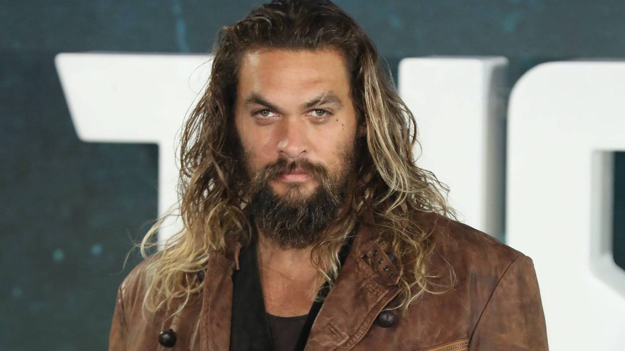 Actor Jason Momoa attends the 'Justice League' photocall at The College
